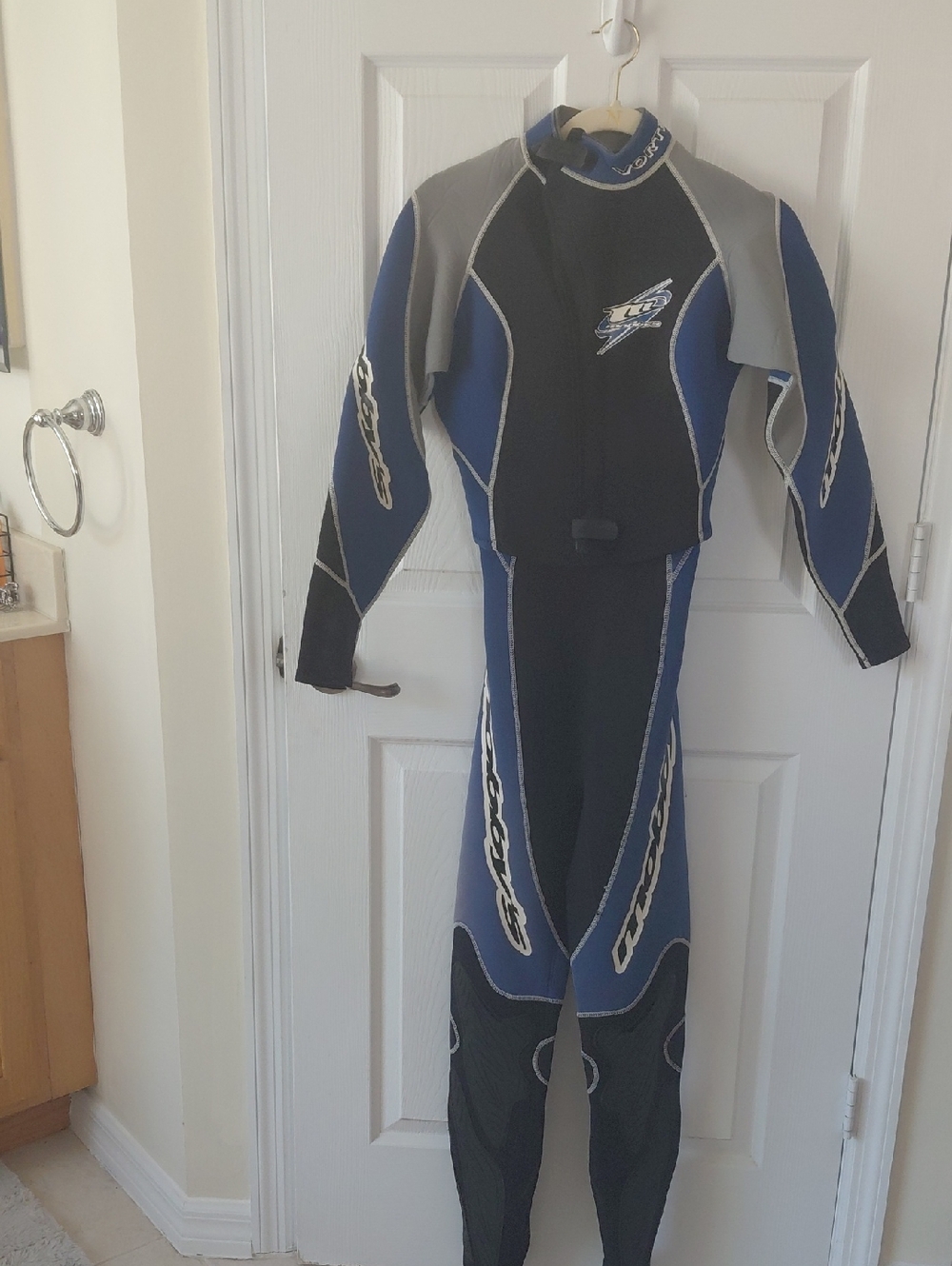 Youth Blue and Black Full-Body Swim Rashguard Wetsuit